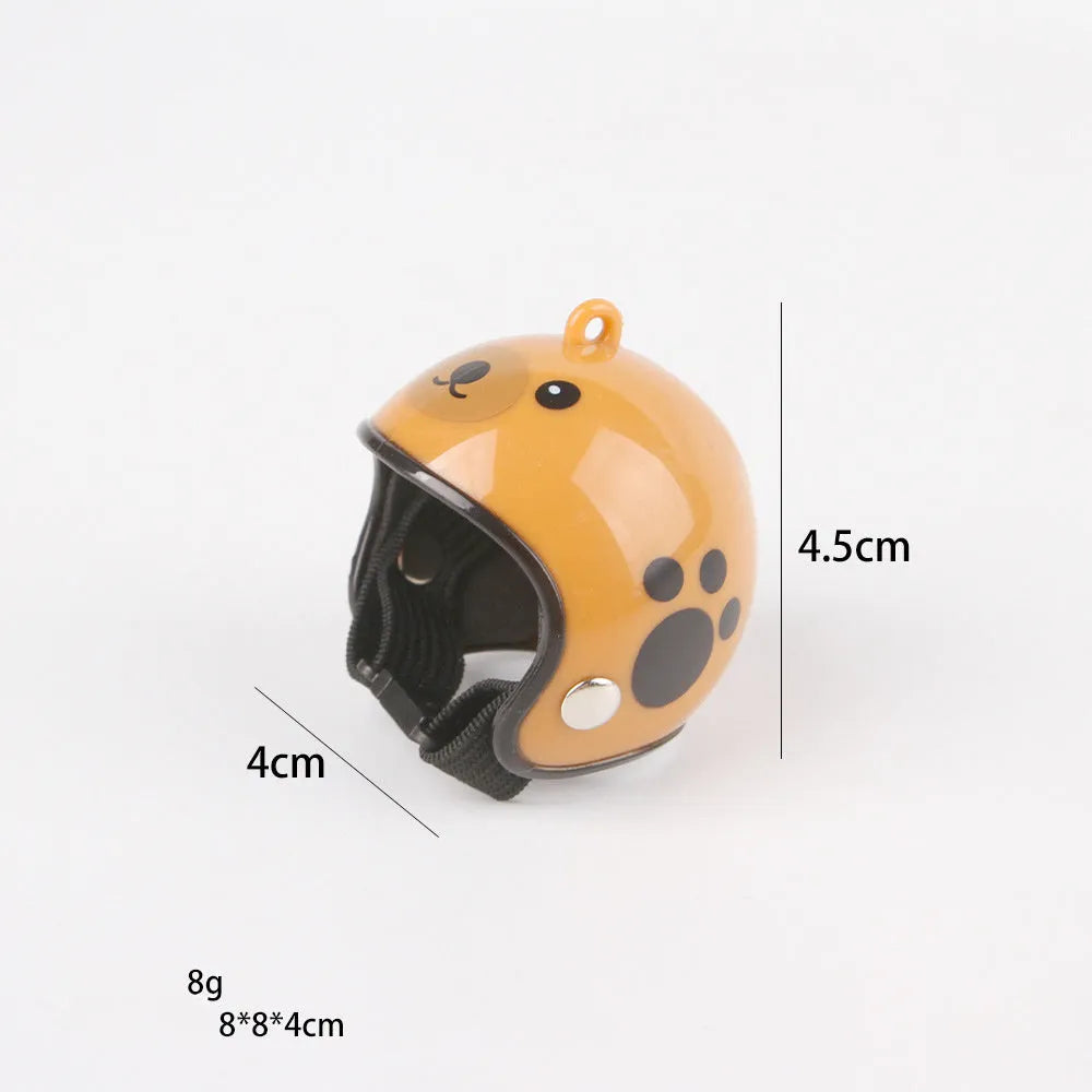 Small adjustable pet helmet for chickens and birds with sponge lining in various costume designs