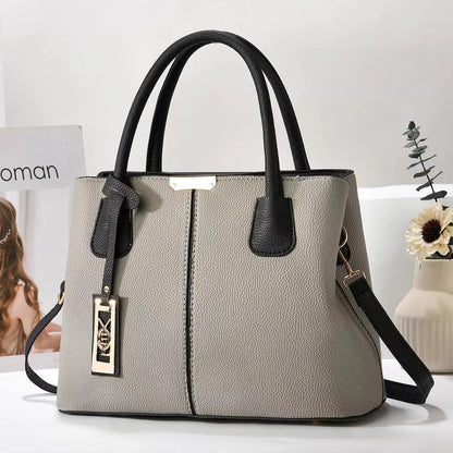 Soft PU leather large capacity shoulder bag in a horizontal square shape with an adjustable strap