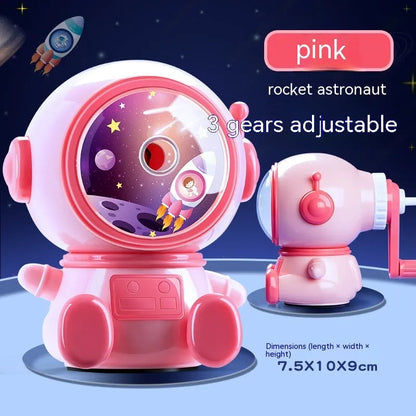 Blue astronaut manual pencil sharpener with anti-jam function for children