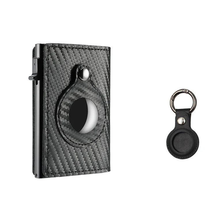 Genuine leather card holder with aluminum alloy frame in Crazy Horse finish