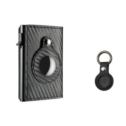 Genuine leather card holder with aluminum alloy frame in Crazy Horse finish
