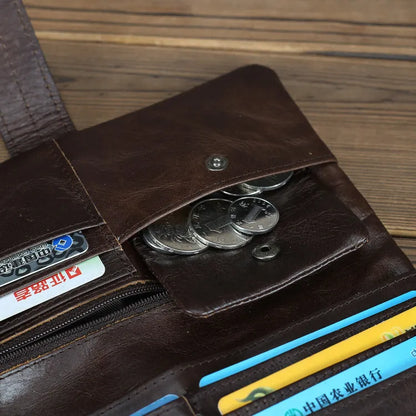Genuine leather women's wallet with multiple card slots in brown and black colour options