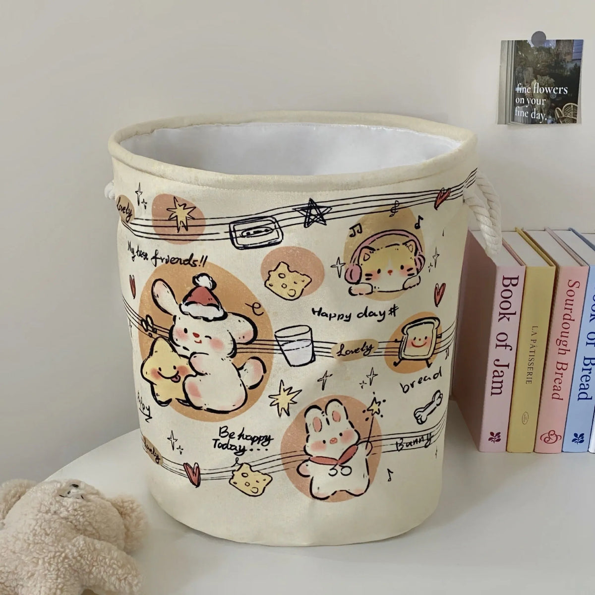Foldable cotton laundry basket in modern simplicity design with large capacity for bedroom storage