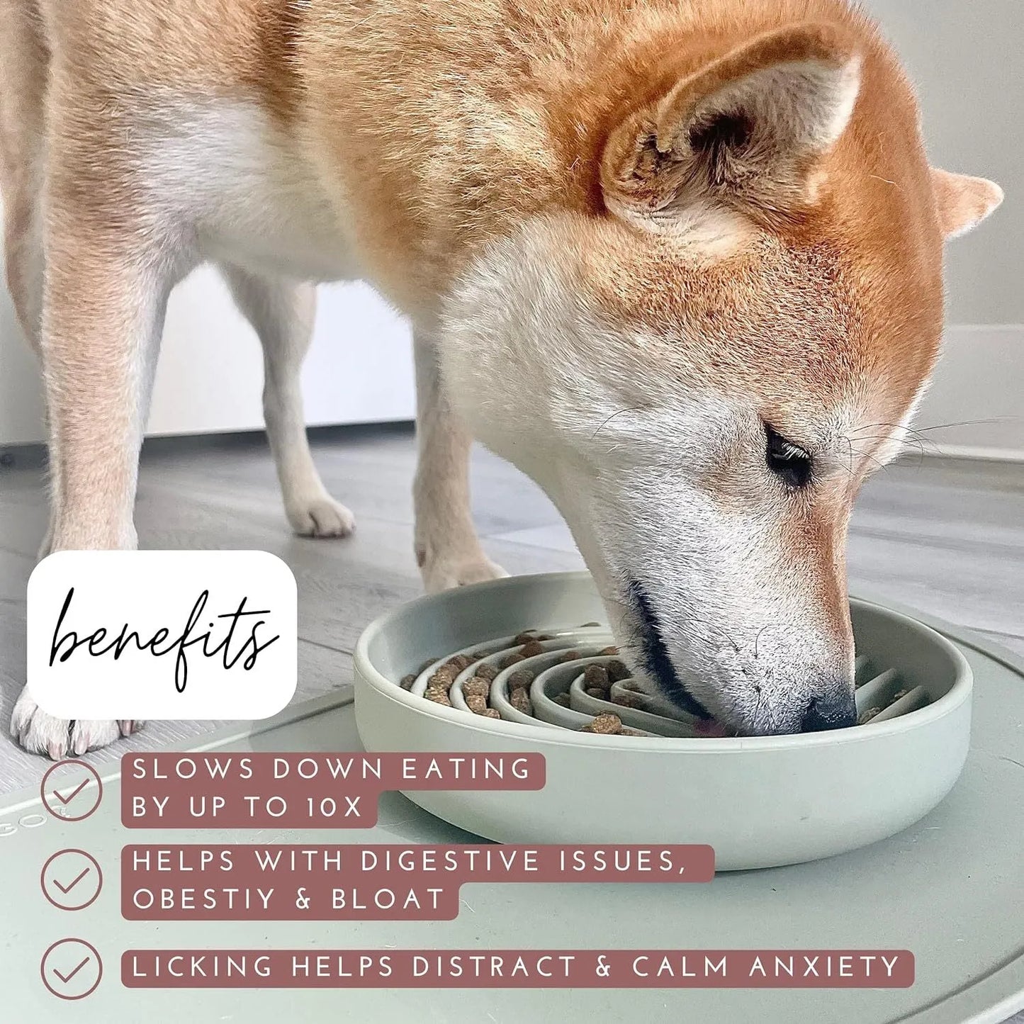 Silicone slow feeder bowl for dogs with ridges, measuring 19 cm, in beige, charcoal ash, grey blue, mango yellow, mustard green, or red.