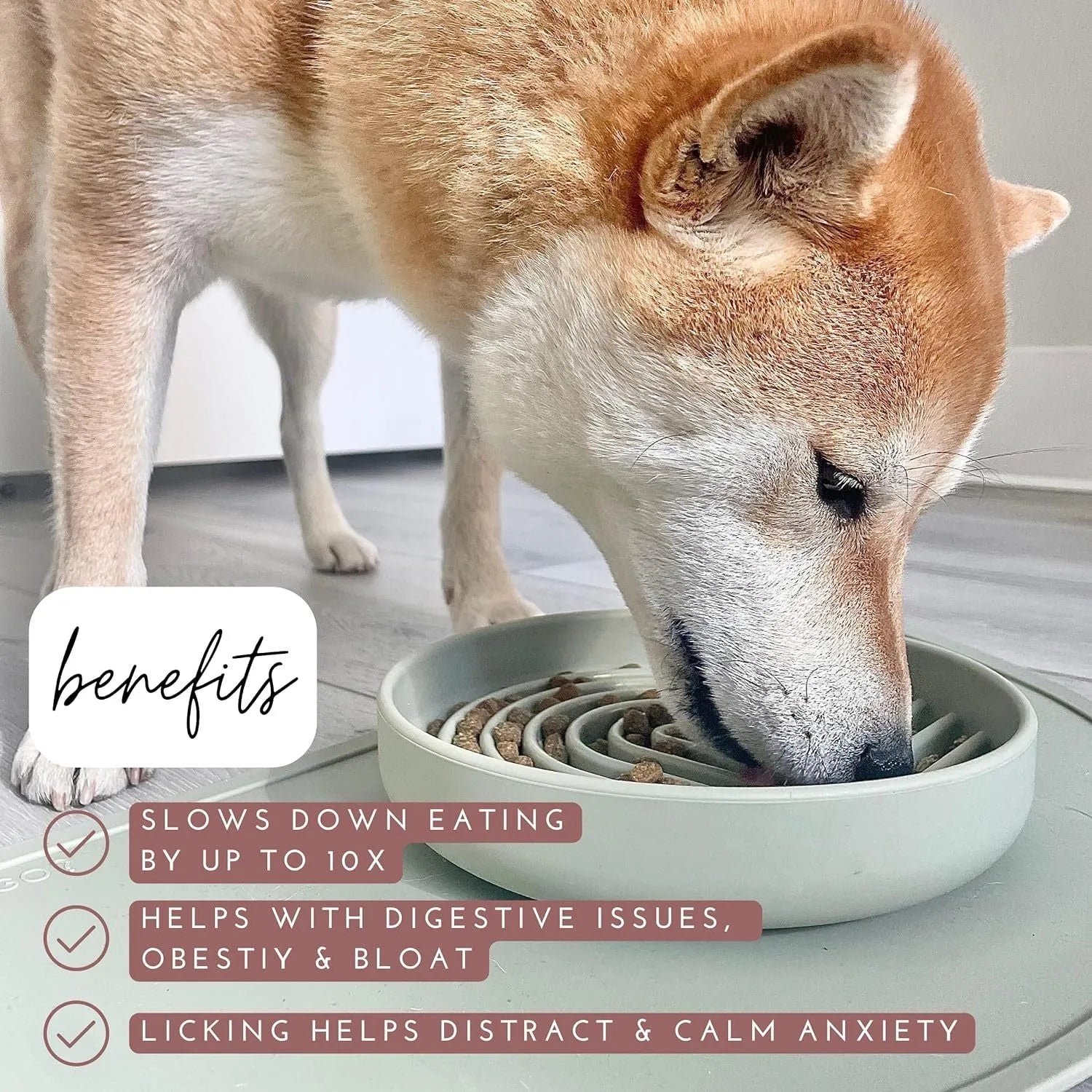 Silicone slow feeder bowl for dogs with ridges, measuring 19 cm, in beige, charcoal ash, grey blue, mango yellow, mustard green, or red.