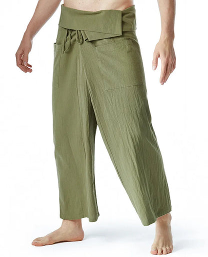 Loose harem yoga pants in solid colour with drawstring waist and straight leg, free size, linen listed
