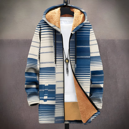 Men's multicolour printed hooded cardigan jacket with front zipper in loose casual fit