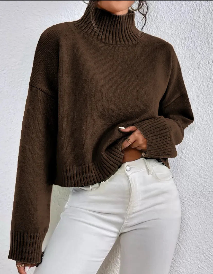 Women's loose pullover top with thread detail, medium thickness, shown in grey, khaki, white, purple, black, red, brown.