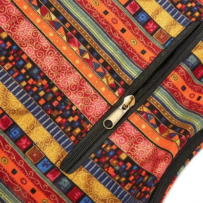 Bohemian Vintage Canvas Shoulder Bag with Unique Geometric Pattern and Adjustable Strap