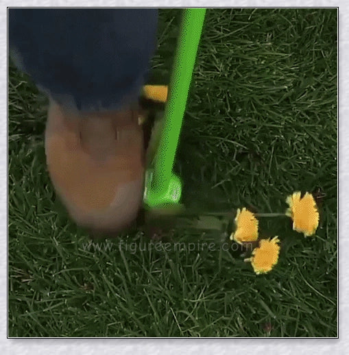 The Standing Plant Root Remover - an innovative gardening tool with a long handle and 3-pronged design for easy, backache-free weed removal