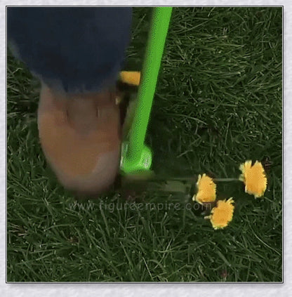 The Standing Plant Root Remover - an innovative gardening tool with a long handle and 3-pronged design for easy, backache-free weed removal