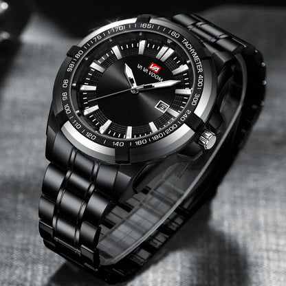 Dried Shrimp Calendar Watch with luminous display and stainless steel casing