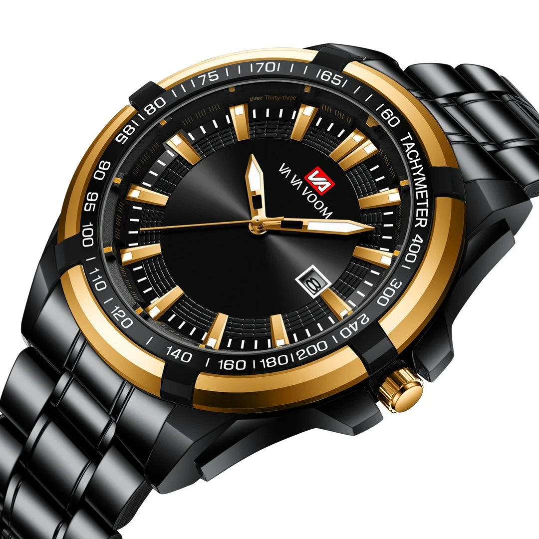 Dried Shrimp Calendar Watch with luminous display and stainless steel casing