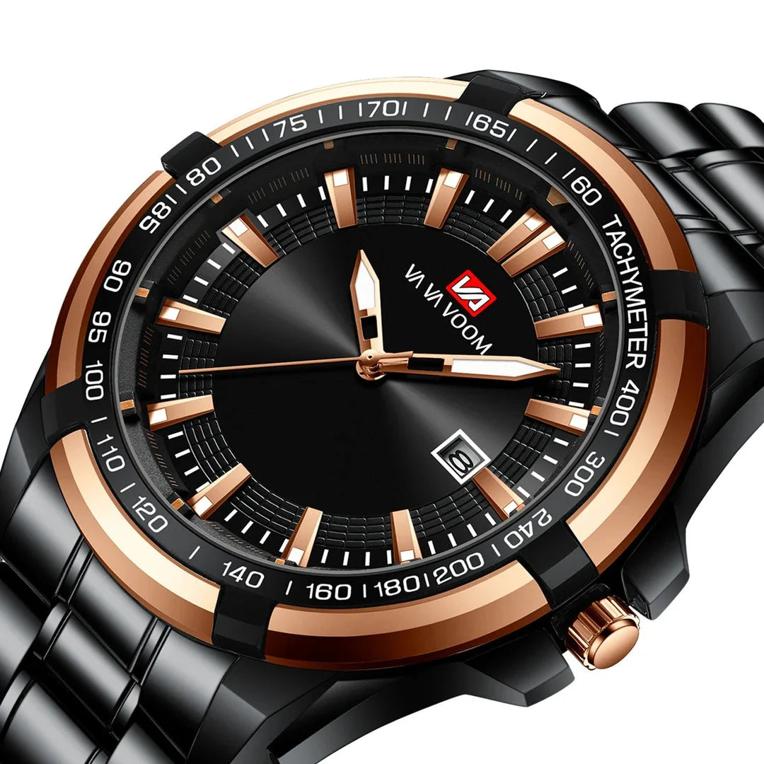 Dried Shrimp Calendar Watch with luminous display and stainless steel casing