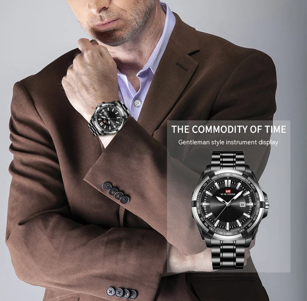 Dried Shrimp Calendar Watch with luminous display and stainless steel casing