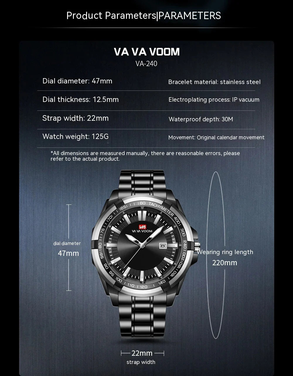 Dried Shrimp Calendar Watch with luminous display and stainless steel casing