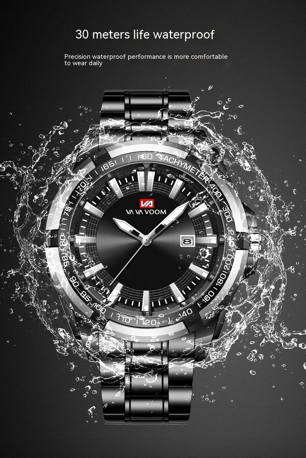 Dried Shrimp Calendar Watch with luminous display and stainless steel casing