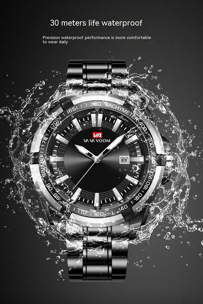 Dried Shrimp Calendar Watch with luminous display and stainless steel casing