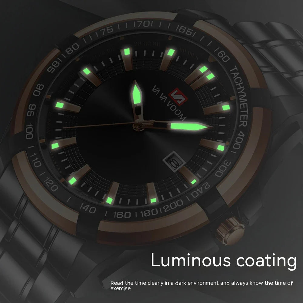 Dried Shrimp Calendar Watch with luminous display and stainless steel casing