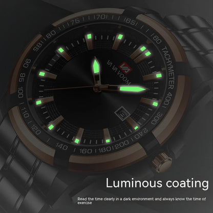 Dried Shrimp Calendar Watch with luminous display and stainless steel casing