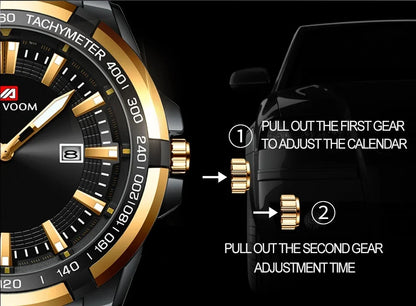 Dried Shrimp Calendar Watch with luminous display and stainless steel casing