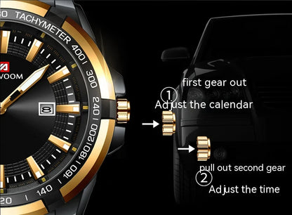 Dried Shrimp Calendar Watch with luminous display and stainless steel casing