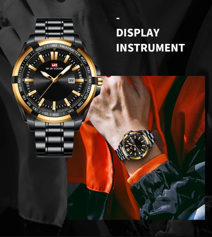 Dried Shrimp Calendar Watch with luminous display and stainless steel casing