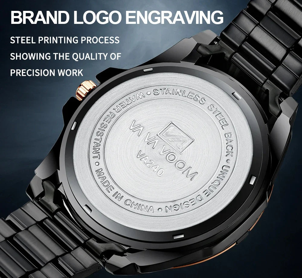 Dried Shrimp Calendar Watch with luminous display and stainless steel casing