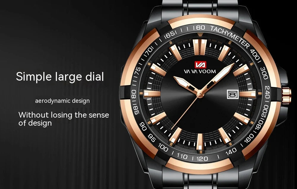 Dried Shrimp Calendar Watch with luminous display and stainless steel casing