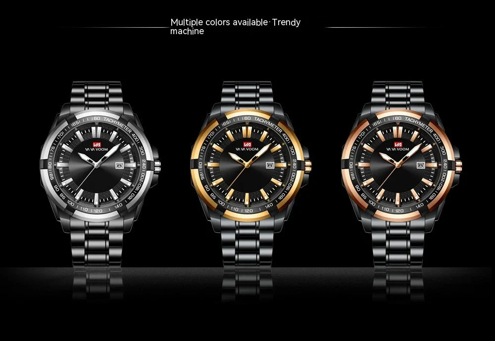 Dried Shrimp Calendar Watch with luminous display and stainless steel casing