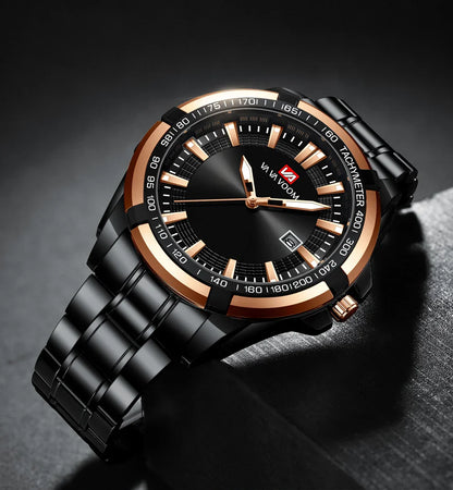 Dried Shrimp Calendar Watch with luminous display and stainless steel casing