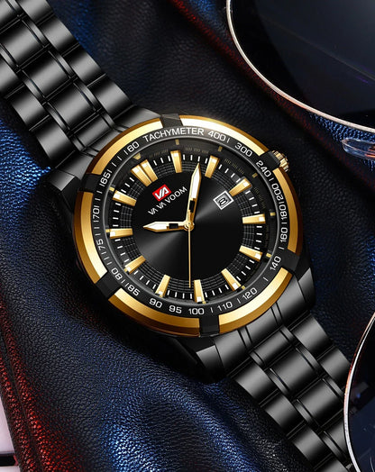 Dried Shrimp Calendar Watch with luminous display and stainless steel casing