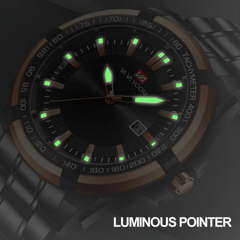 Dried Shrimp Calendar Watch with luminous display and stainless steel casing