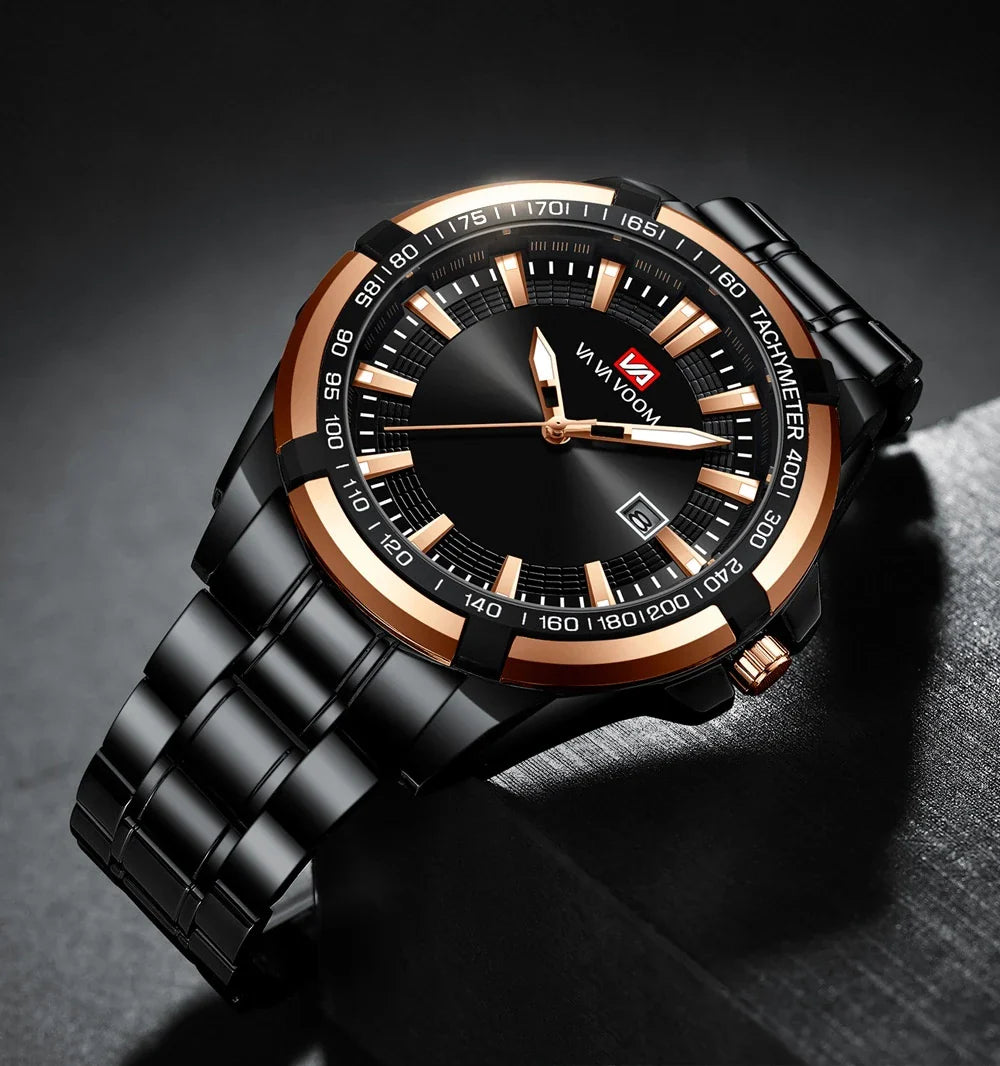 Dried Shrimp Calendar Watch with luminous display and stainless steel casing