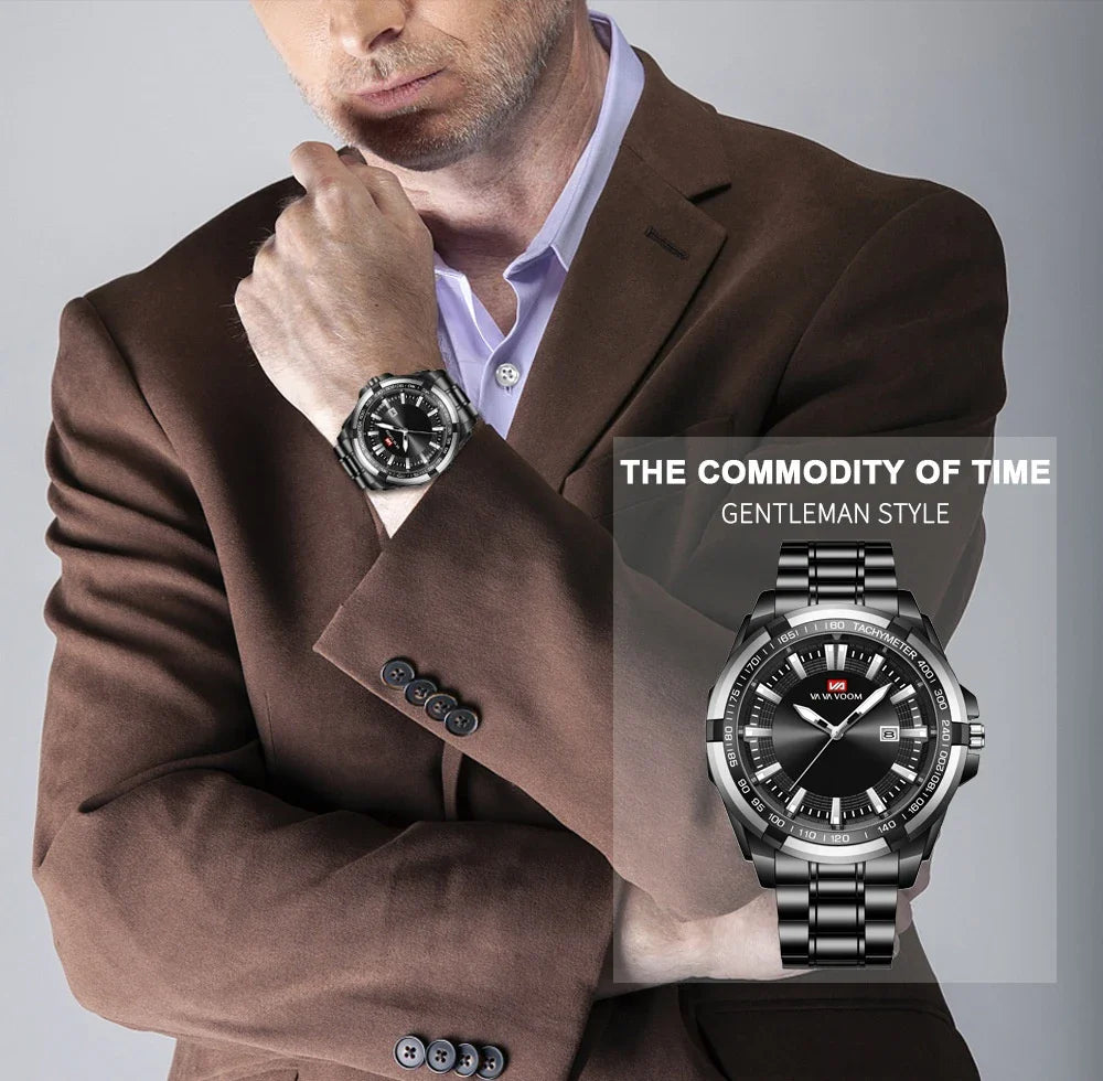 Dried Shrimp Calendar Watch with luminous display and stainless steel casing