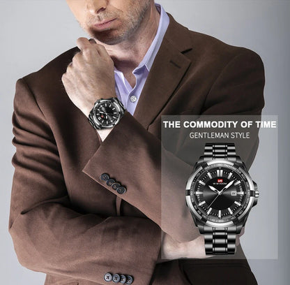 Dried Shrimp Calendar Watch with luminous display and stainless steel casing