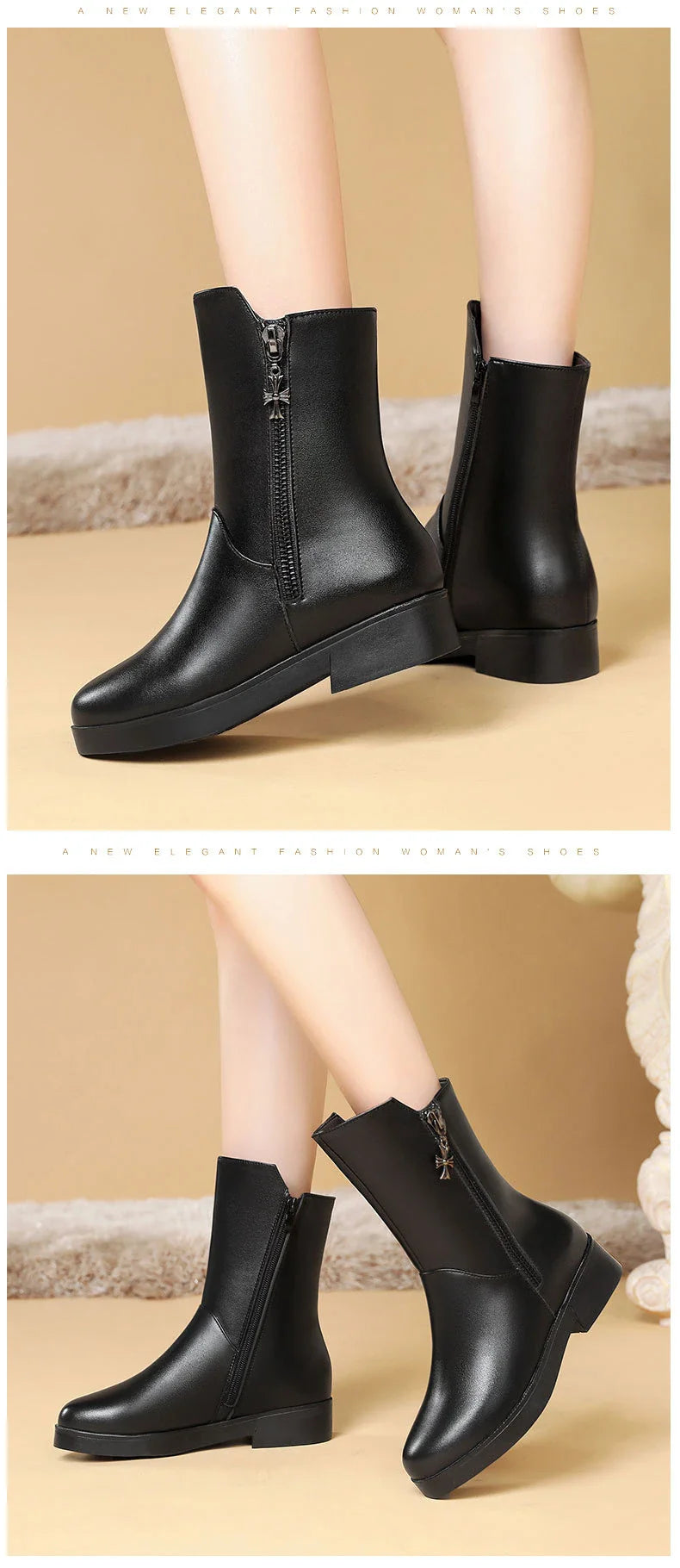 Hhomeenjoy  New Velvet Padded Mid-Tube Thick Heel Women's Boots