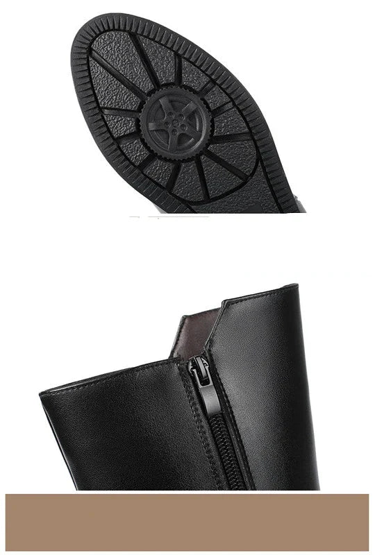 New Velvet Padded Mid-Tube Thick Heel Women's Boots in Black, featuring a luxurious velvet upper, thick heel, and padded interior for comfort and support.