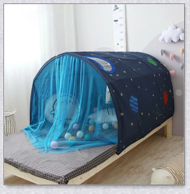 Hhomeenjoy US Premium Indoor Pop Up Bed Tent for Kids - Twin Size Over Bed Tent Topper