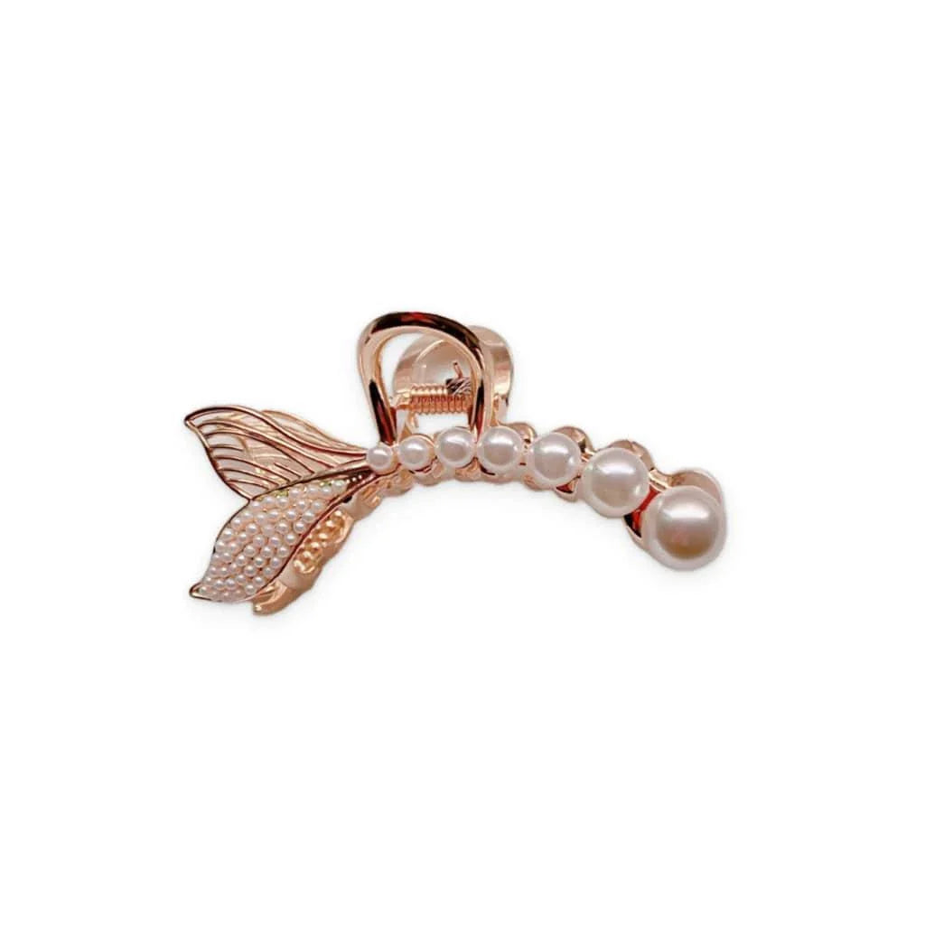 Mermaid Tail Hair Clips - A unique and elegant accessory that captures the grace and beauty of the sea with its faux pearl-adorned design.