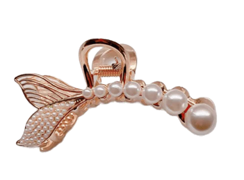 Mermaid Tail Hair Clips - A unique and elegant accessory that captures the grace and beauty of the sea with its faux pearl-adorned design.
