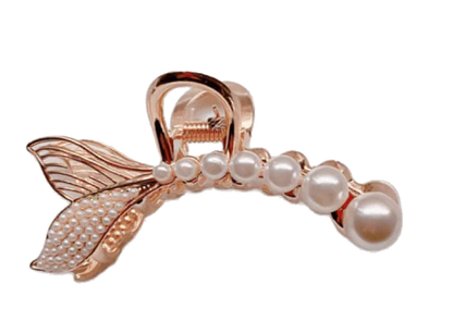 Mermaid Tail Hair Clips - A unique and elegant accessory that captures the grace and beauty of the sea with its faux pearl-adorned design.
