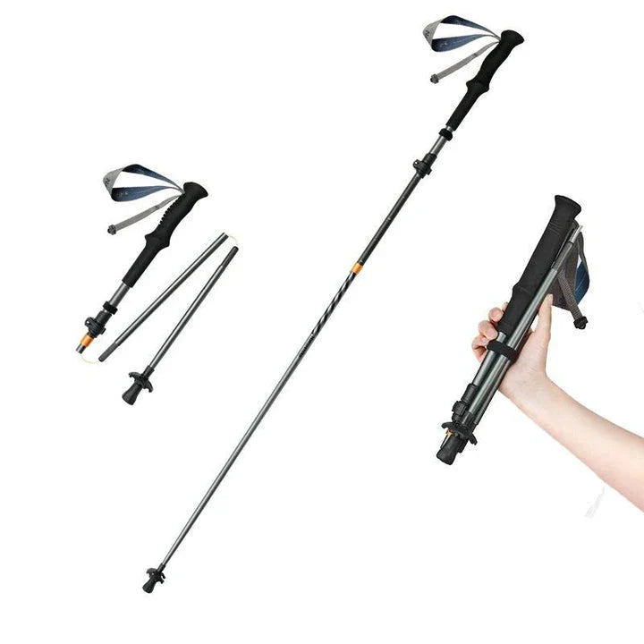 Durable and adjustable 5-section ultralight folding trekking pole for hiking and outdoor adventures