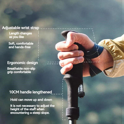 Durable and adjustable 5-section ultralight folding trekking pole for hiking and outdoor adventures