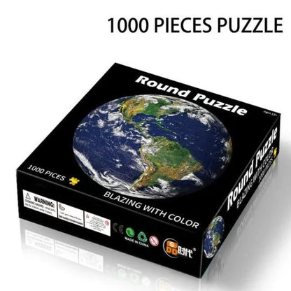 1000 Piece Round Earth Jigsaw Puzzle - Stunning visual representation of the Earth's continents and oceans