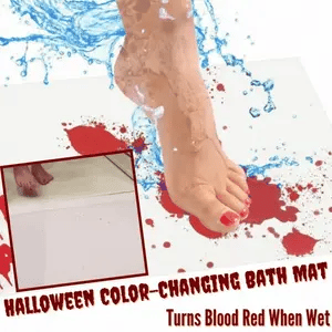 Halloween-themed color-changing bath mat that turns blood-red when wet, adding a spooky twist to any bathroom