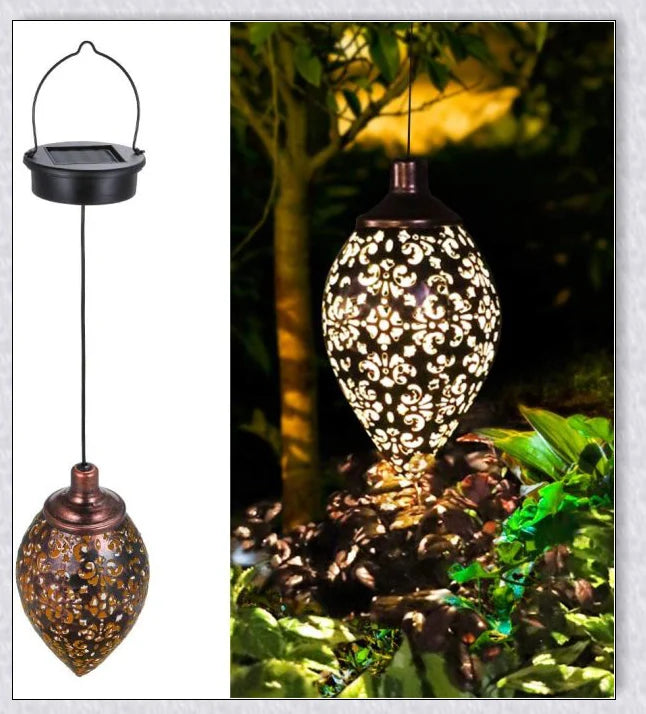Hhomeenjoy Hanging Solar Lights Lantern LED Garden Lights Metal Lamp Waterproof For Outdoor Hanging Decor
