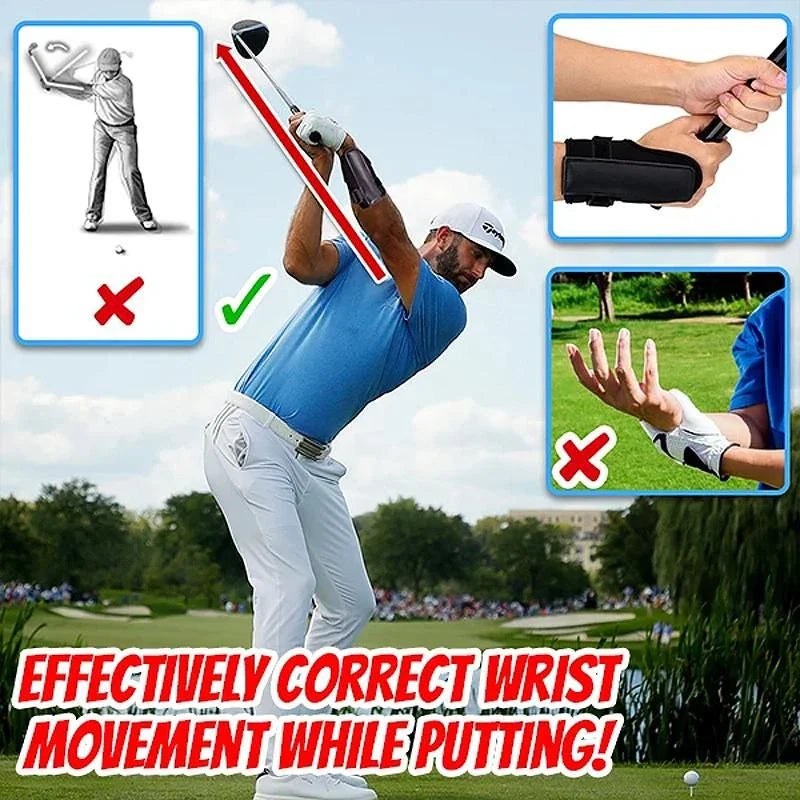 A golf wrist brace band trainer designed to improve swing mechanics and prevent wrist injuries