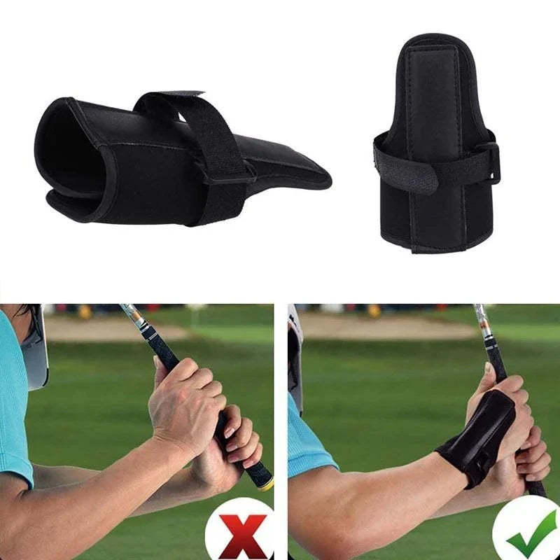 A golf wrist brace band trainer designed to improve swing mechanics and prevent wrist injuries