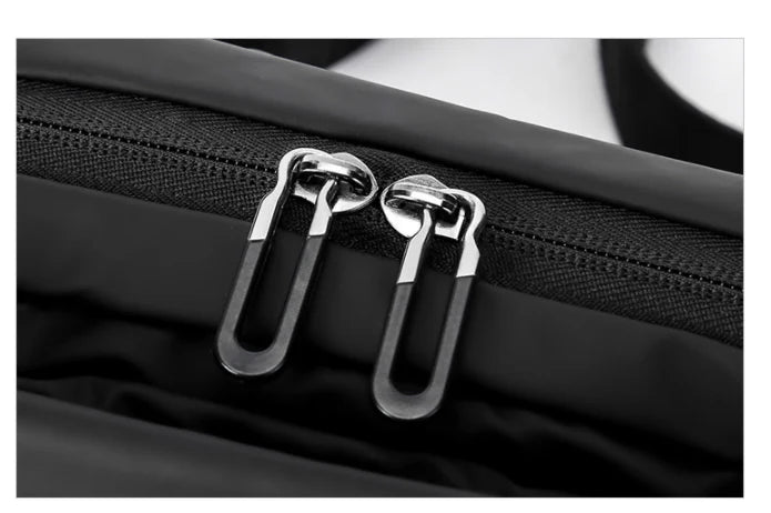 Functional Cross-body Men's Work Clothes One-shoulder Backpack in black color with multiple pockets and water-resistant design